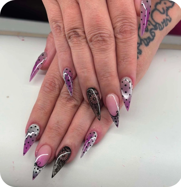 Acrylic nail with design ombre