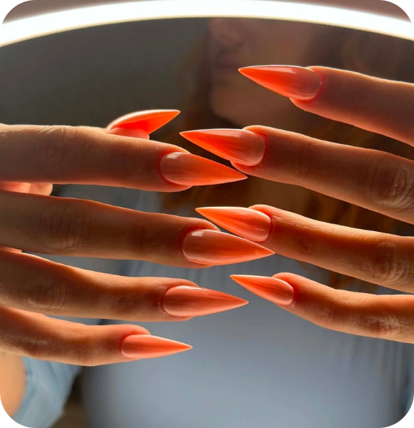 Glowing acrylic orange nail