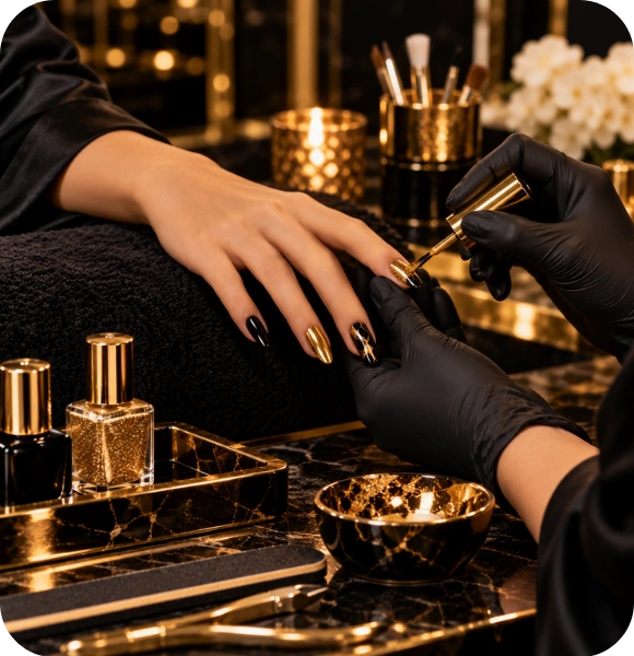 Luxury Black and Gold Manicure