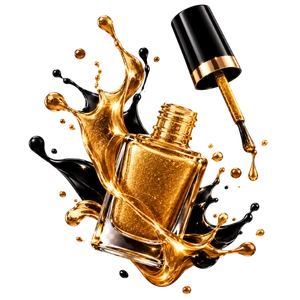 Luxury Gold and Black Nail Polish Splash