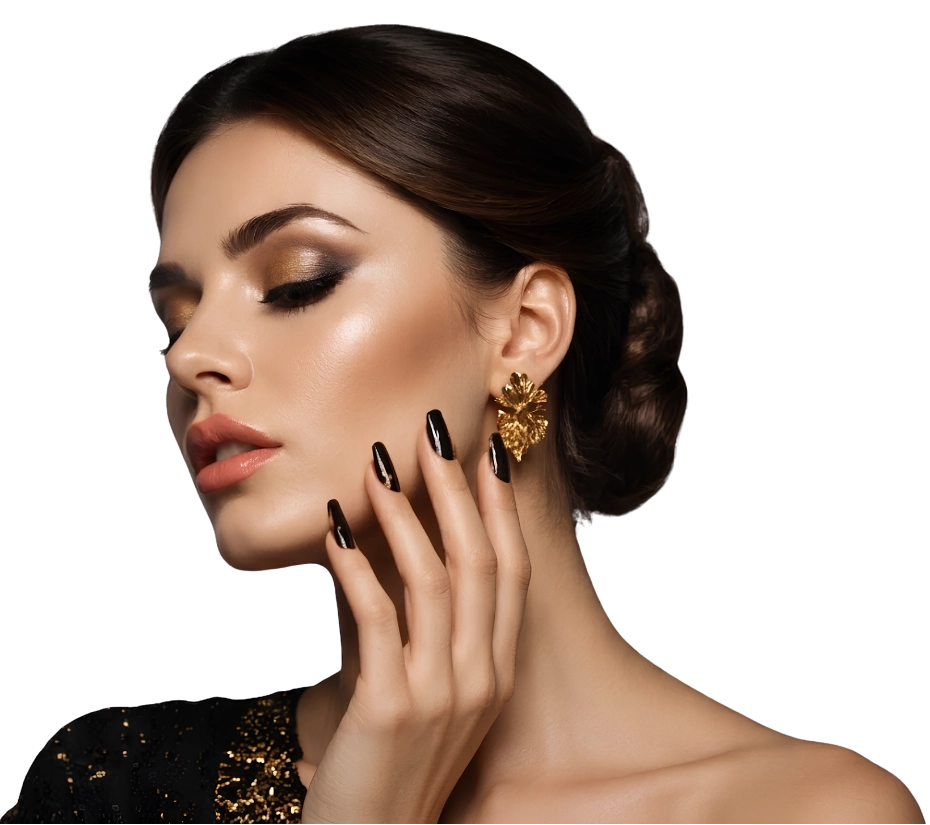 Woman wearing black dress